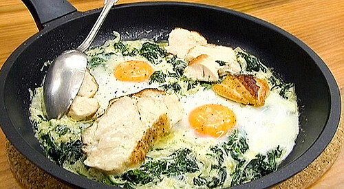 Espinacas a la crema con pollo