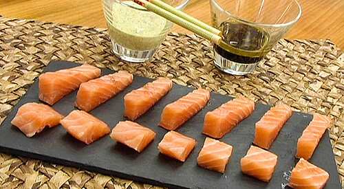 Sashimi de salmón cursi