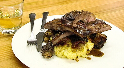 Polenta y morillas