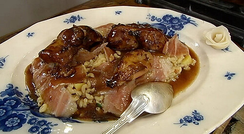 Risotto de pasta y jamón