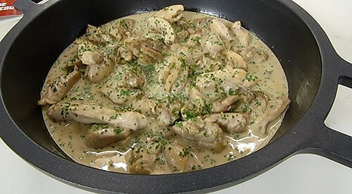 Pollo salteado con salsa de mostaza