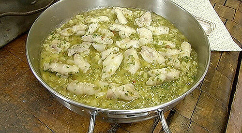 Kokotxas de bacalao con patata y pimiento