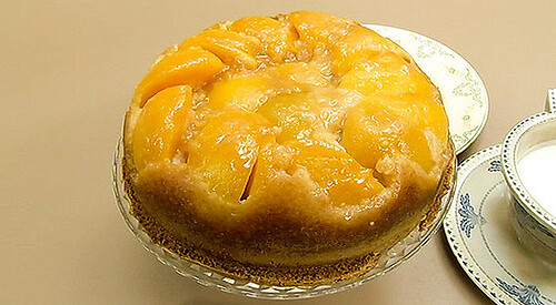 Tatin de melocotones en almíbar