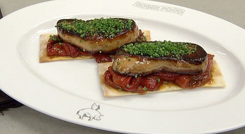 Tartaleta con pimientos y foie gras