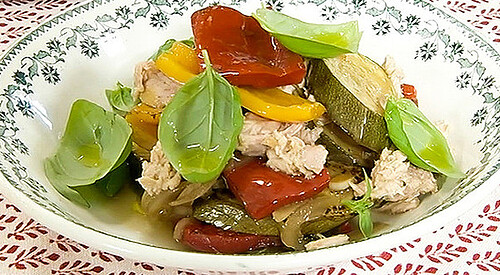 Calabacines y pimientos escabechados 