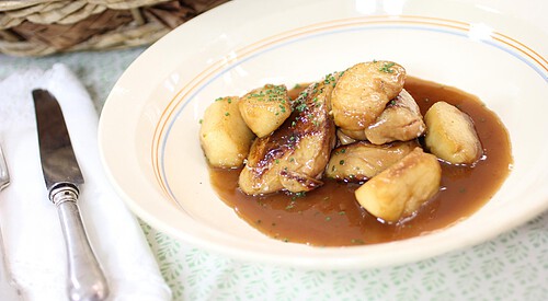 Foie gras con manzanas
