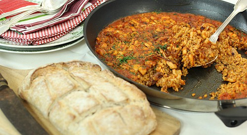 Arroz con calamar y azafrán