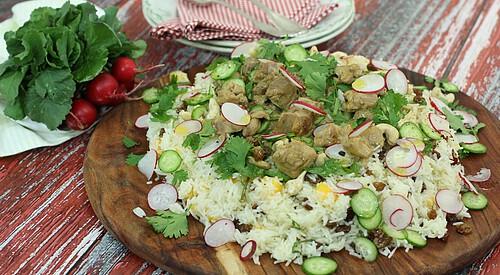 Ensalada de arroz y pollo
