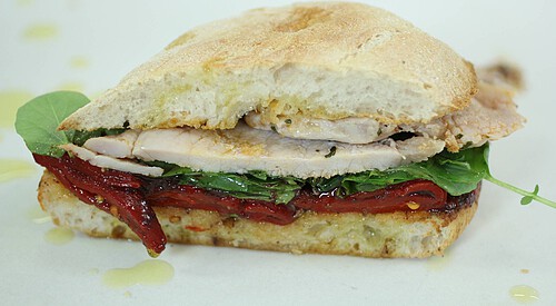 Bocata de lomo con pimientos