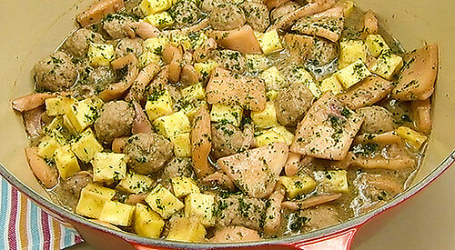 Chipirones con albóndigas