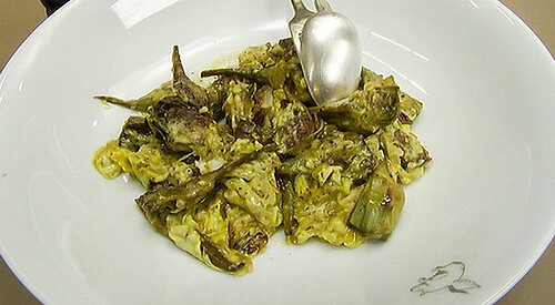 Revoltillo de alcachofas salteadas