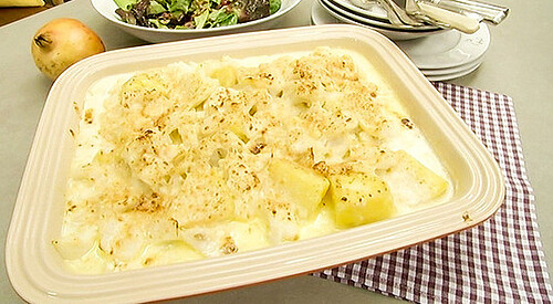 Coliflor con bacalao al gratén