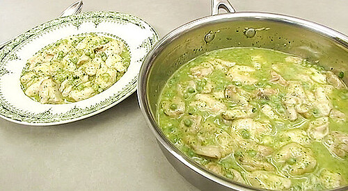 Kokotxas de bacalao con guisantes