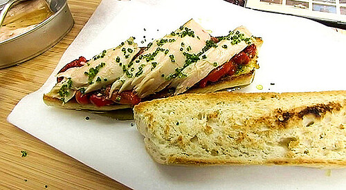 Bocata de mendreska y pimientos