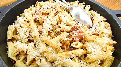 Pasta con tocineta ahumada