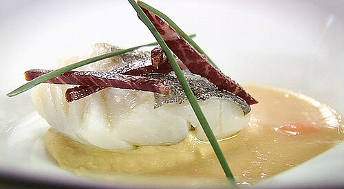 Porrusalda con bacalao